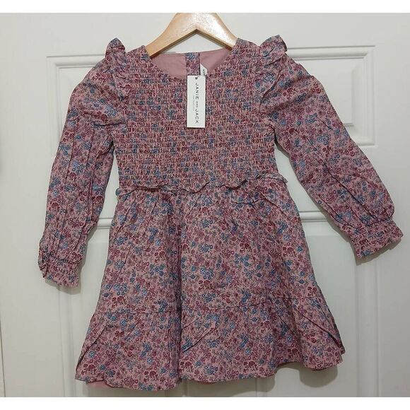 Janie and jack girls size 5ditsy floral peasant dress mauve purple floral - Picture 2 of 8
